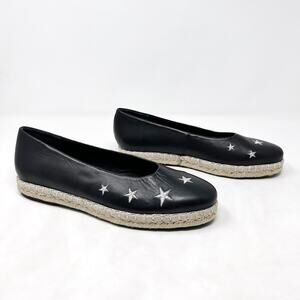 [Miista London] Black Embroidered Stars Espadrille Flats Round Toe Sz 37 US 6.5